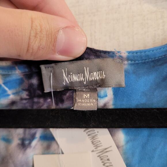 Neiman Marcus Tank Maxi Dress Womens Medium Blue Tie Dye Stretch New NWT - Picture 5 of 9